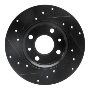 Fiat 500 Brake Rotor (1) - Rear Right - R1 Concepts - Drilled & Slotted - Black - `09-`19